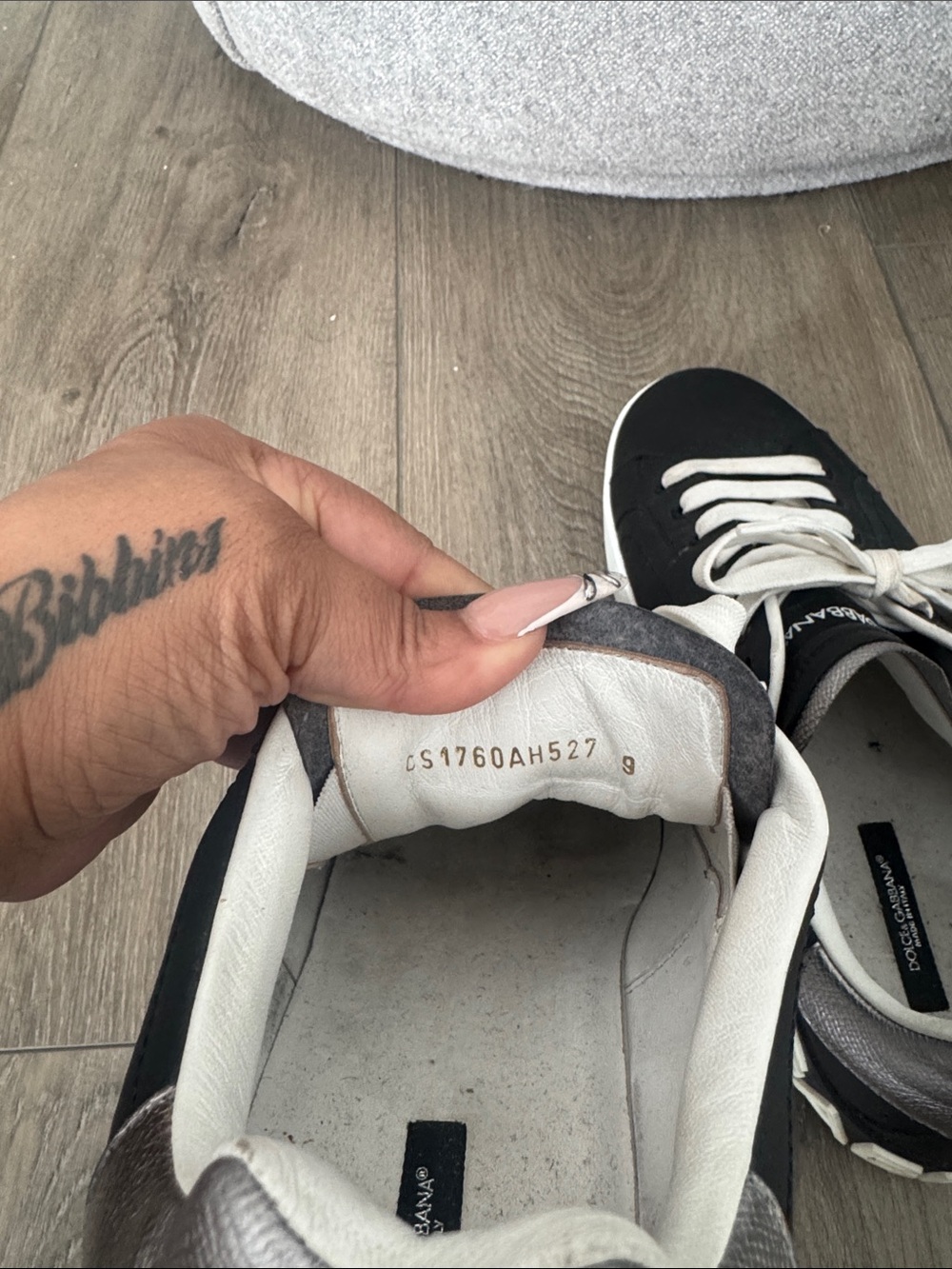 Dolce & Gabbana Black Leather Low-Top Sneakers with White Laces - Picture 3 of 3